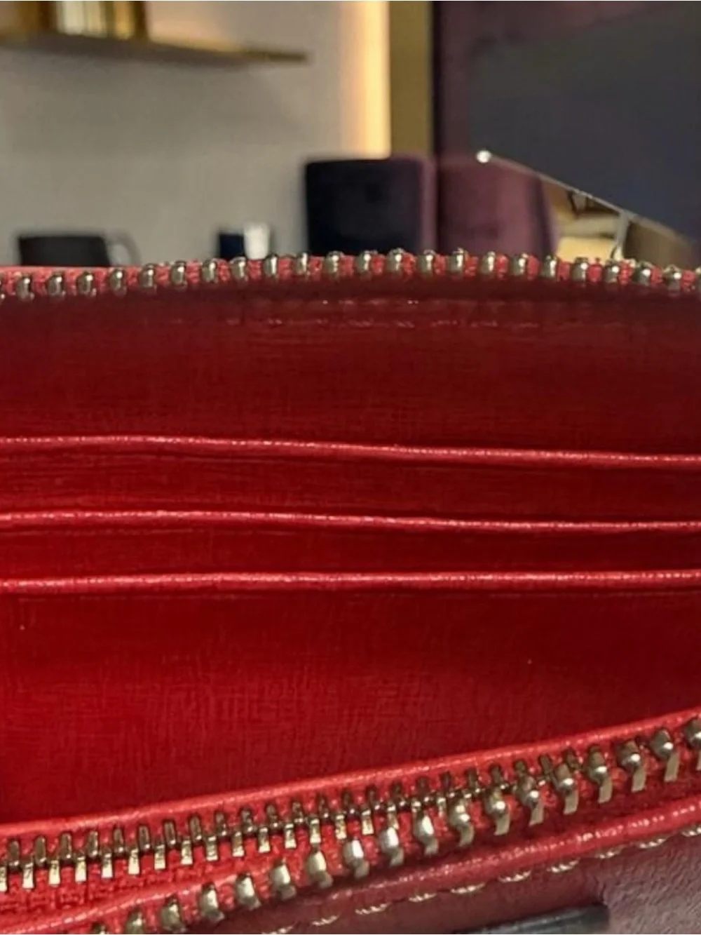 NWT Dooney & Bourke Red Saffiano Zip Leather Wristlet with Gold Logo